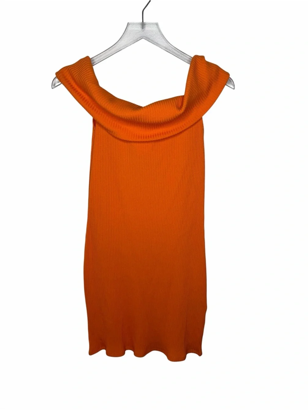 NWT H&M Off-Shoulder Ribbed Orange Bodycon Dress